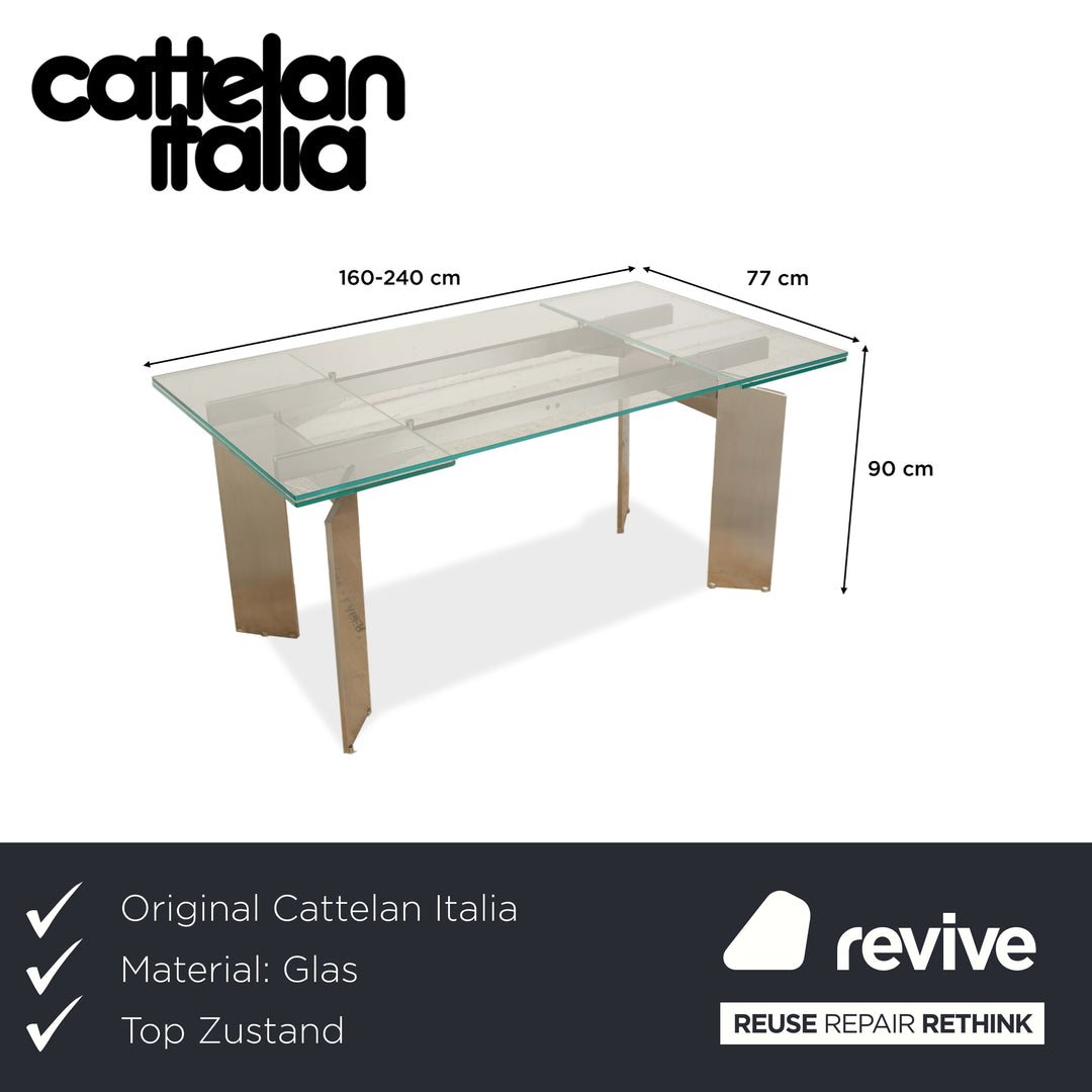Cattelan Italia Glas Tisch Silber 160-240 x 77 cm