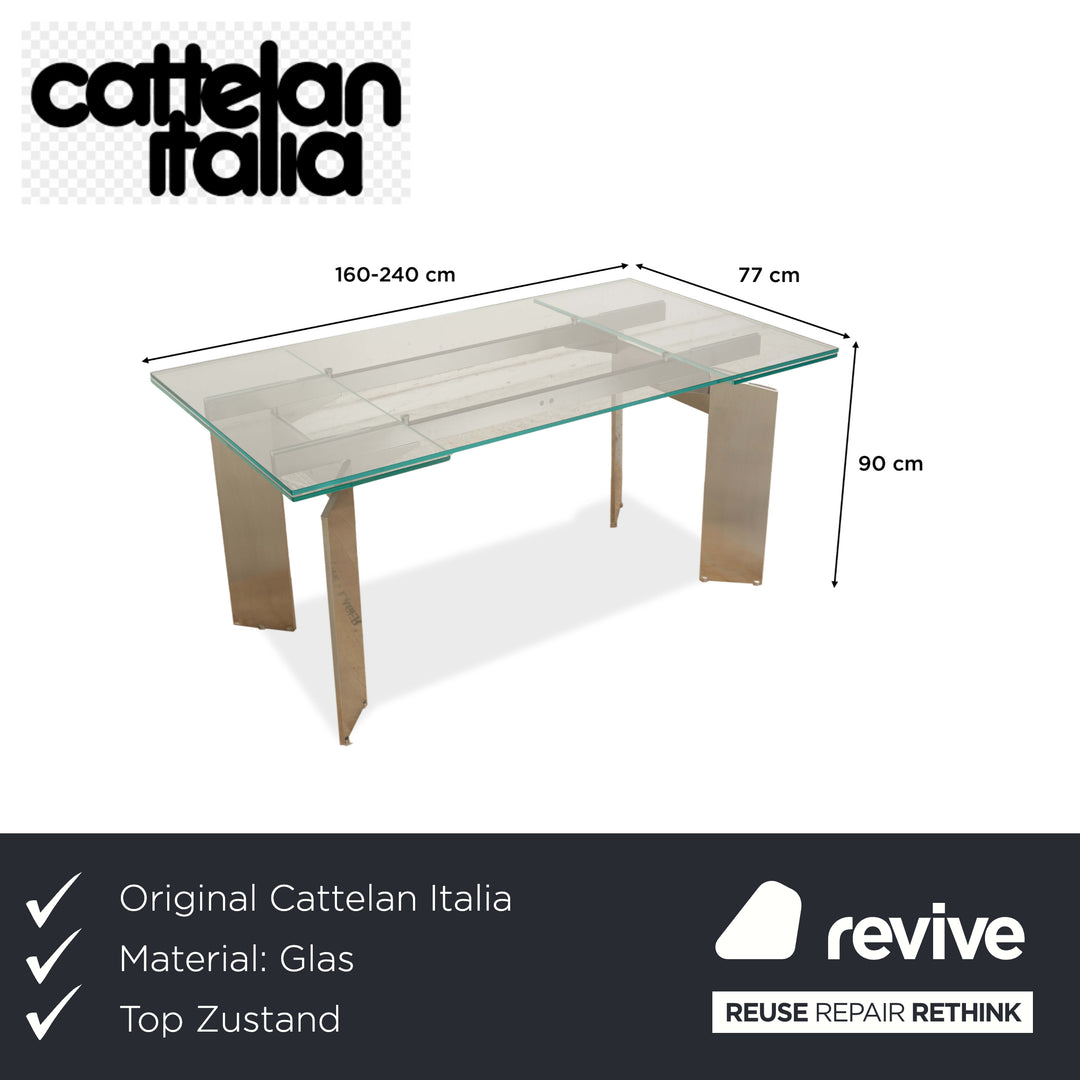 Cattelan Italia Glass Table Silver 160-240 x 77 cm