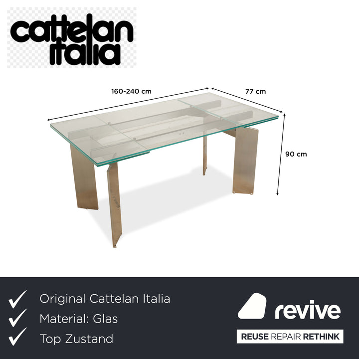 Cattelan Italia Glass Table Silver 160-240 x 77 cm
