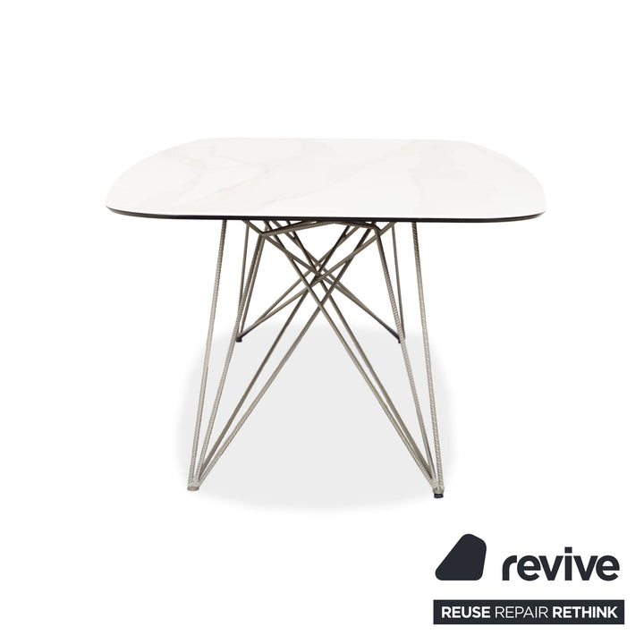 Cattelan Italia Gordon Table de salle à manger en pierre naturelle crème Métal
