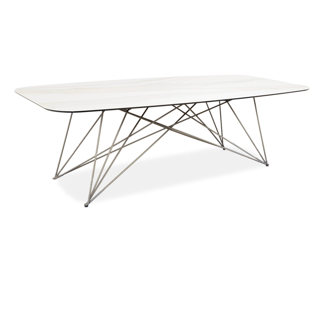 Cattelan Italia Gordon Natural Stone Dining Table Cream Dining Room Metal