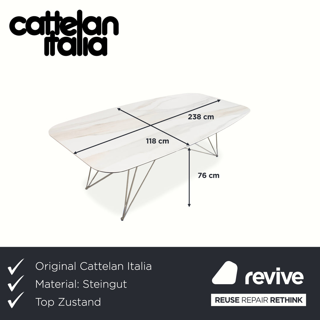 Cattelan Italia Gordon Table de salle à manger en pierre naturelle crème Métal