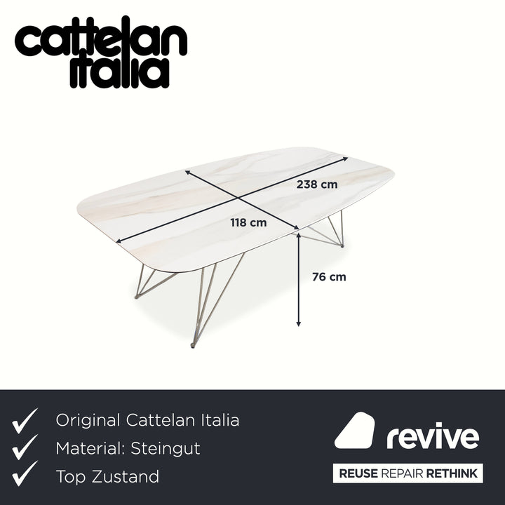 Cattelan Italia Gordon Table de salle à manger en pierre naturelle crème Métal
