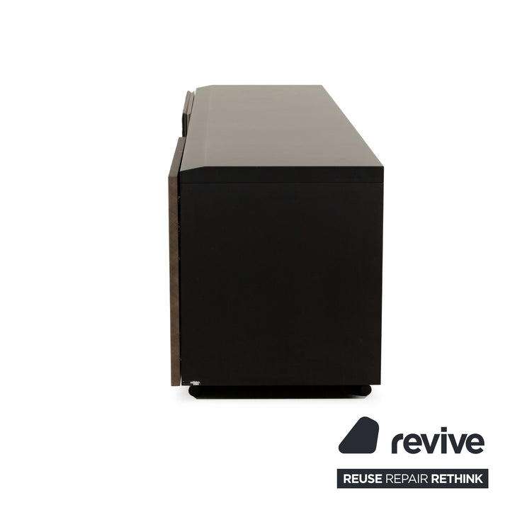 Cattelan Italia wooden sideboard black brown leather cupboard