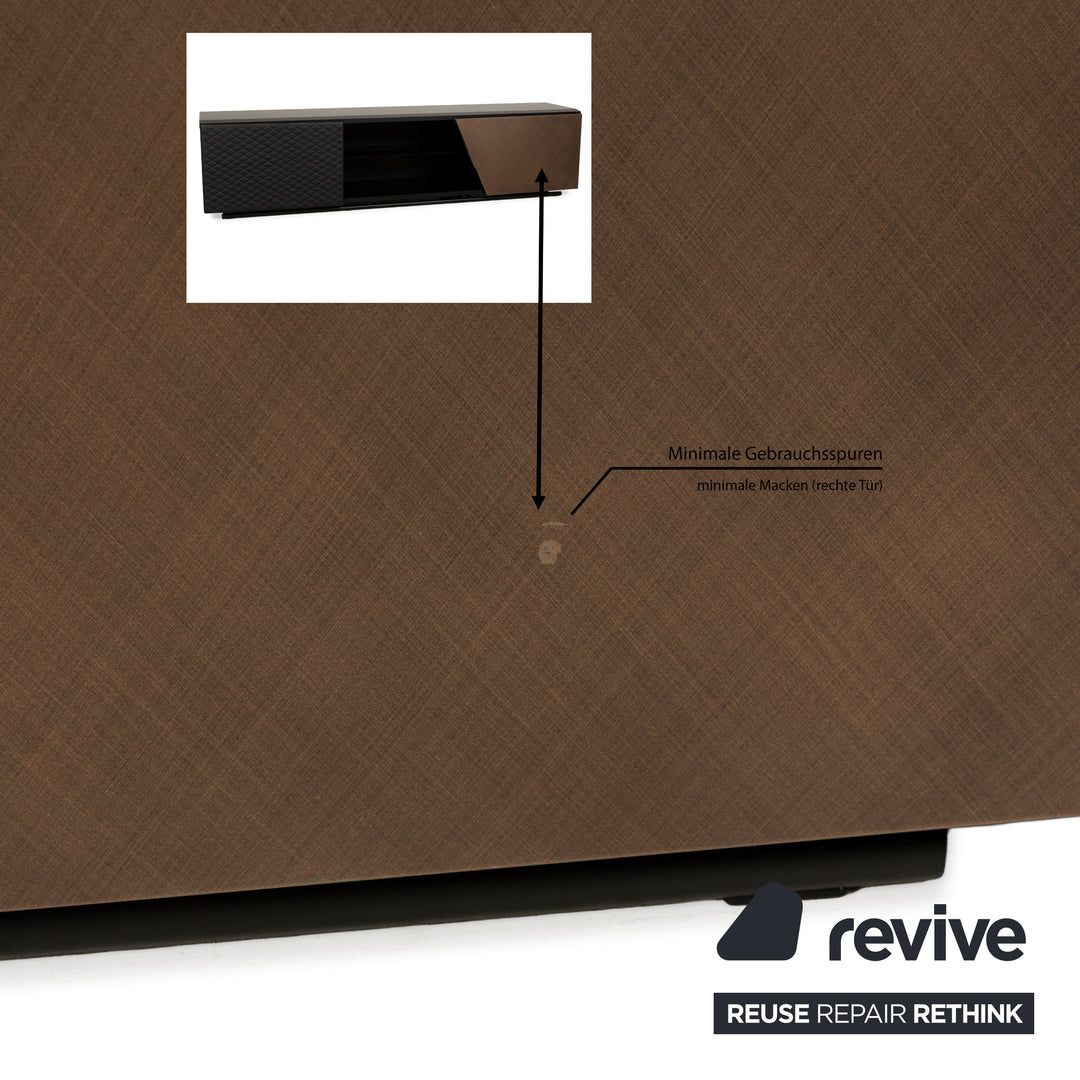 Cattelan Italia wooden sideboard black brown leather cupboard
