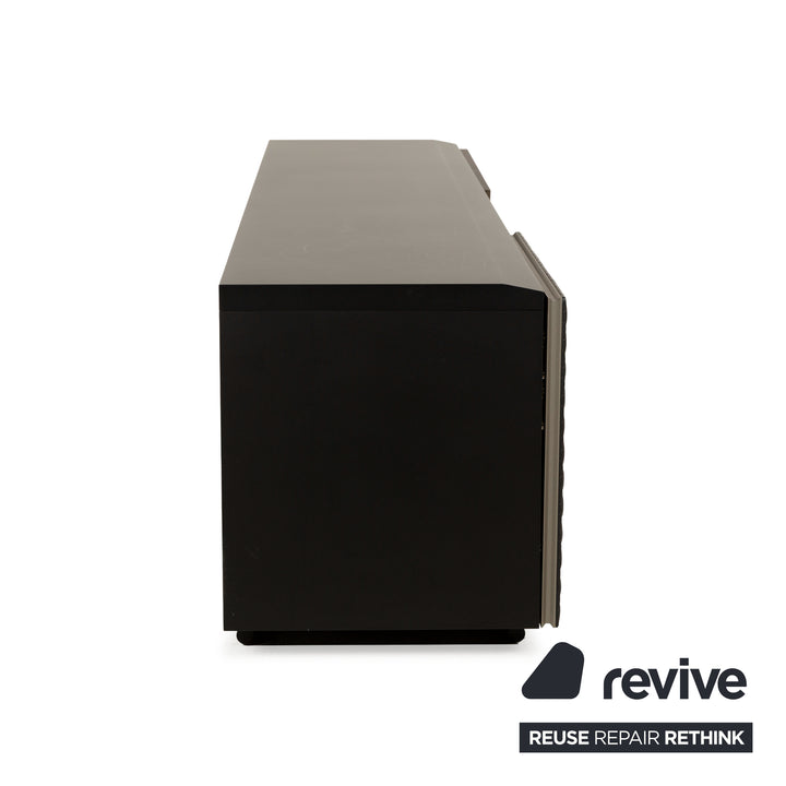Cattelan Italia wooden sideboard black brown leather cupboard