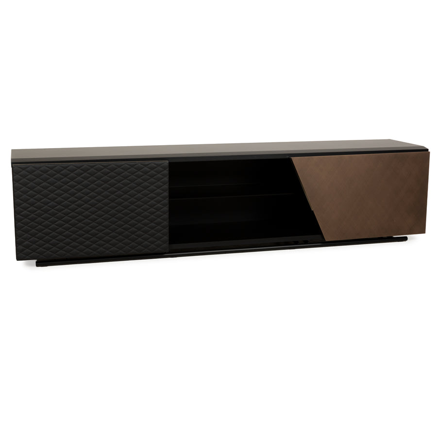 Buffet en bois Cattelan Italia, armoire en cuir noir et marron
