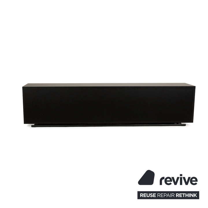 Cattelan Italia wooden sideboard black brown leather cupboard