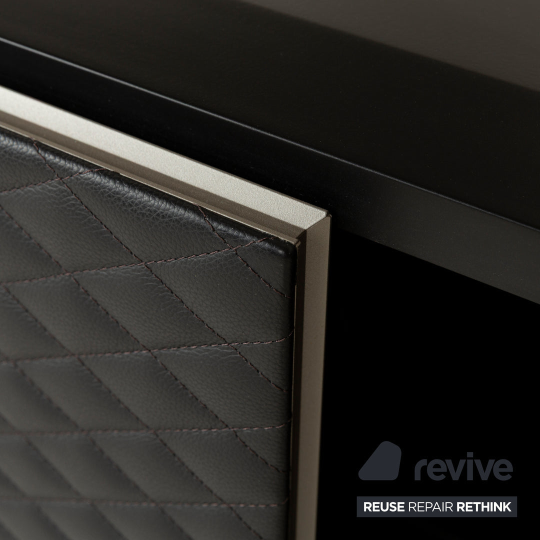 Cattelan Italia Holz Sideboard Schwarz Braun Leder Schrankfach
