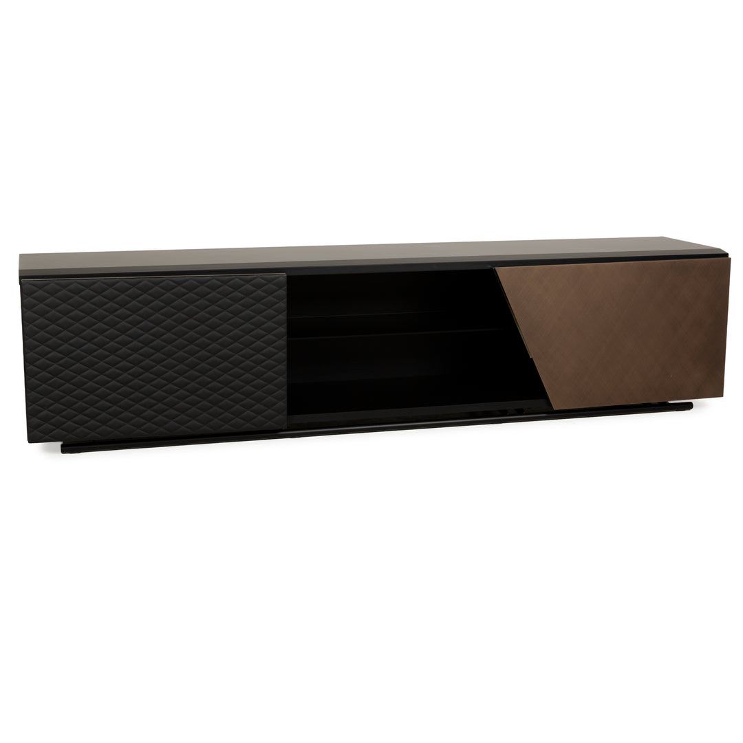 Cattelan Italia wooden sideboard black brown leather cupboard
