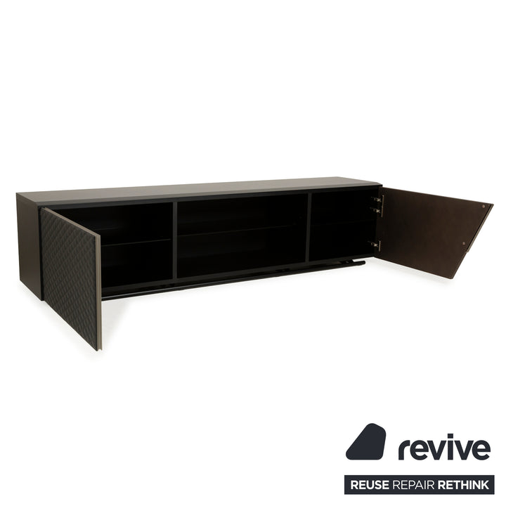 Buffet en bois Cattelan Italia, armoire en cuir noir et marron