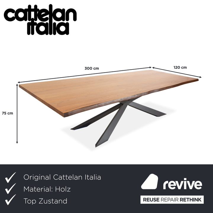 Cattelan Italia Spyder wooden dining table, brown anthracite, 300 x 120 cm