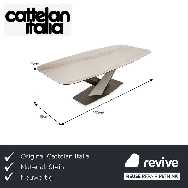 Cattelan Italia Stratos Stein Esstisch Weiß Keramik 238 x 118 x 75 cm