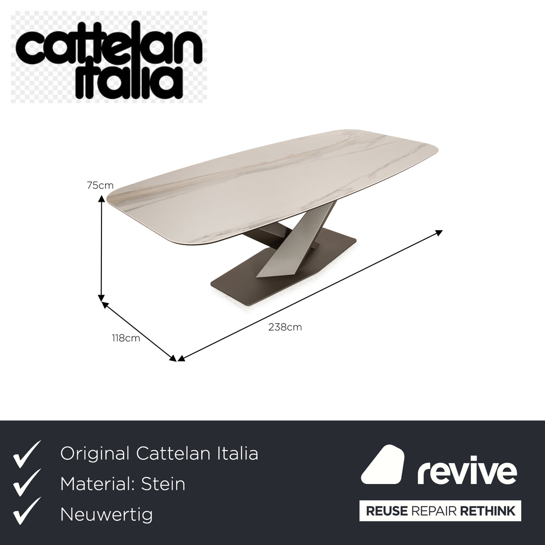 Cattelan Italia Stratos Stone Dining Table White Ceramic 238 x 118 x 75 cm