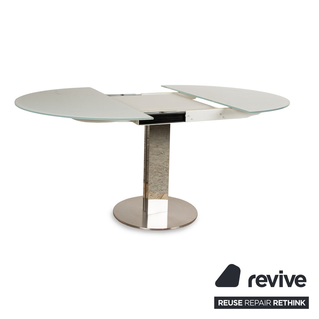 Cattelan Italia Who`s Perfect glass dining table ice blue frame silver manual extension function