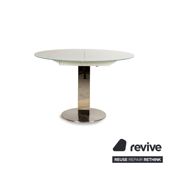 Cattelan Italia Who`s Perfect Glas Esstisch Eisblau Gestell Silber manuelle Ausziehfunktion