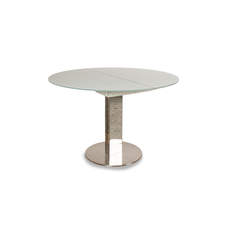 Cattelan Italia Who`s Perfect Glas Esstisch Eisblau Gestell Silber manuelle Ausziehfunktion