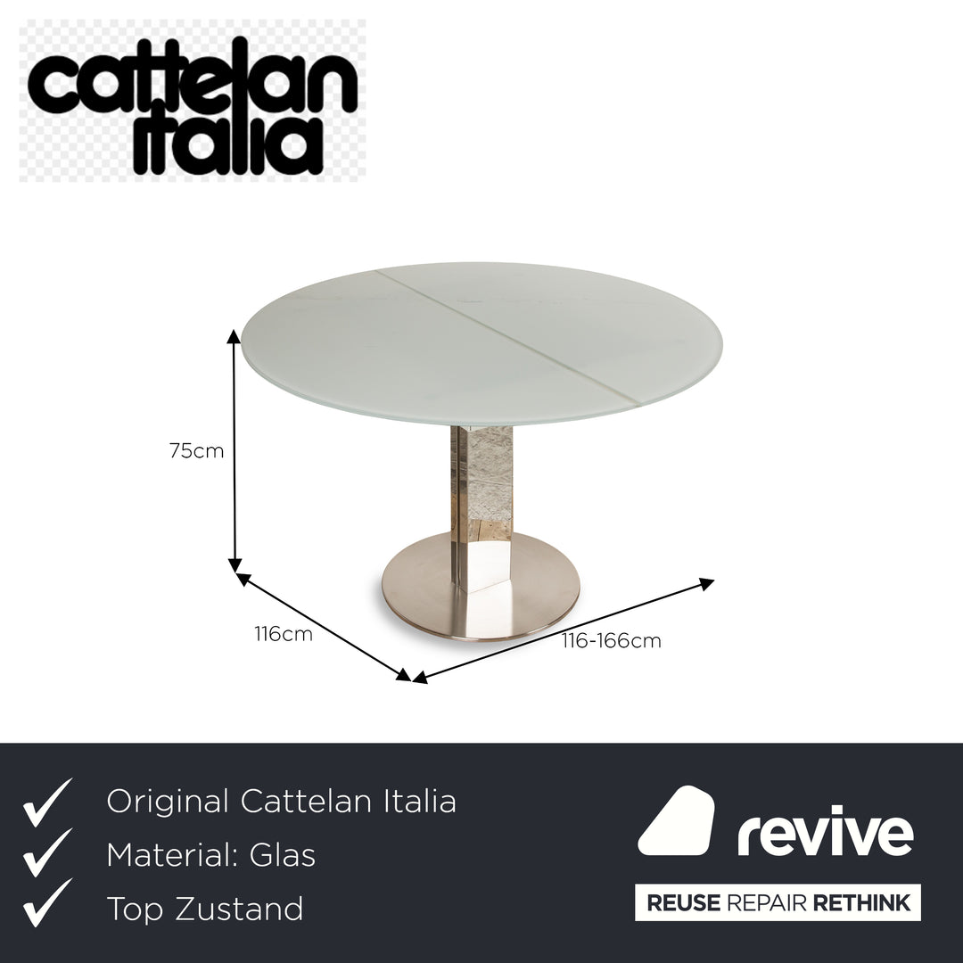 Cattelan Italia Who`s Perfect Glas Esstisch Eisblau Gestell Silber manuelle Ausziehfunktion