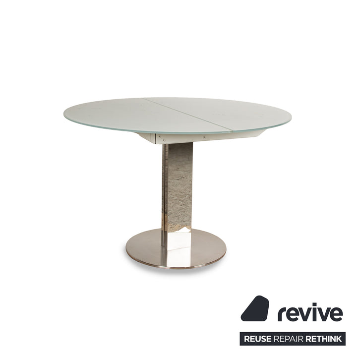 Cattelan Italia Who`s Perfect glass dining table ice blue frame silver manual extension function