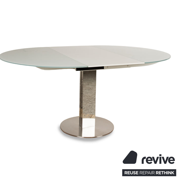 Cattelan Italia Who`s Perfect glass dining table ice blue frame silver manual extension function