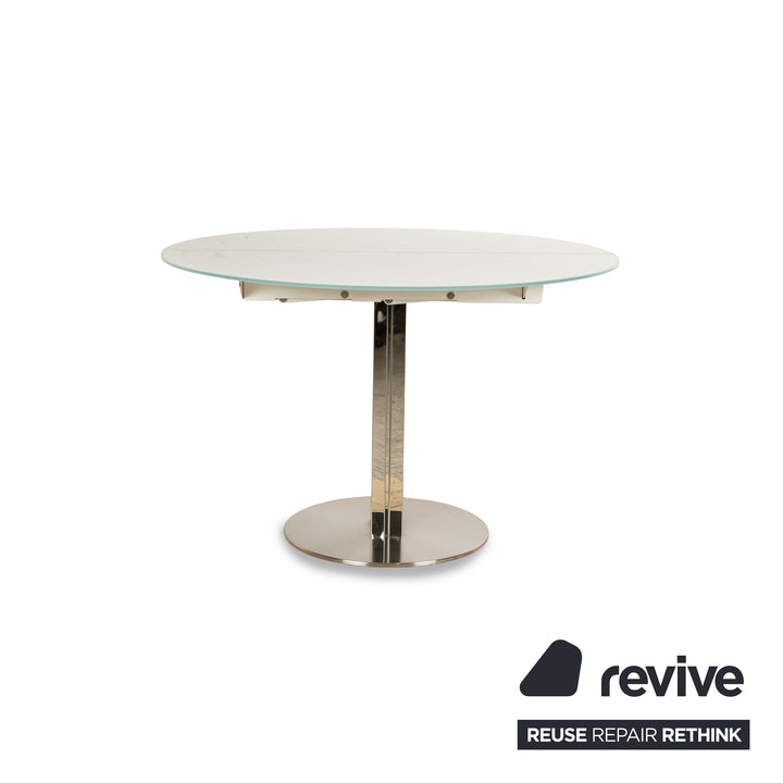 Cattelan Italia Who`s Perfect glass dining table ice blue frame silver manual extension function