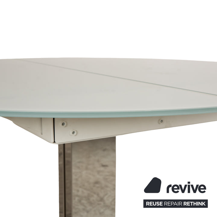 Cattelan Italia Who`s Perfect glass dining table ice blue frame silver manual extension function