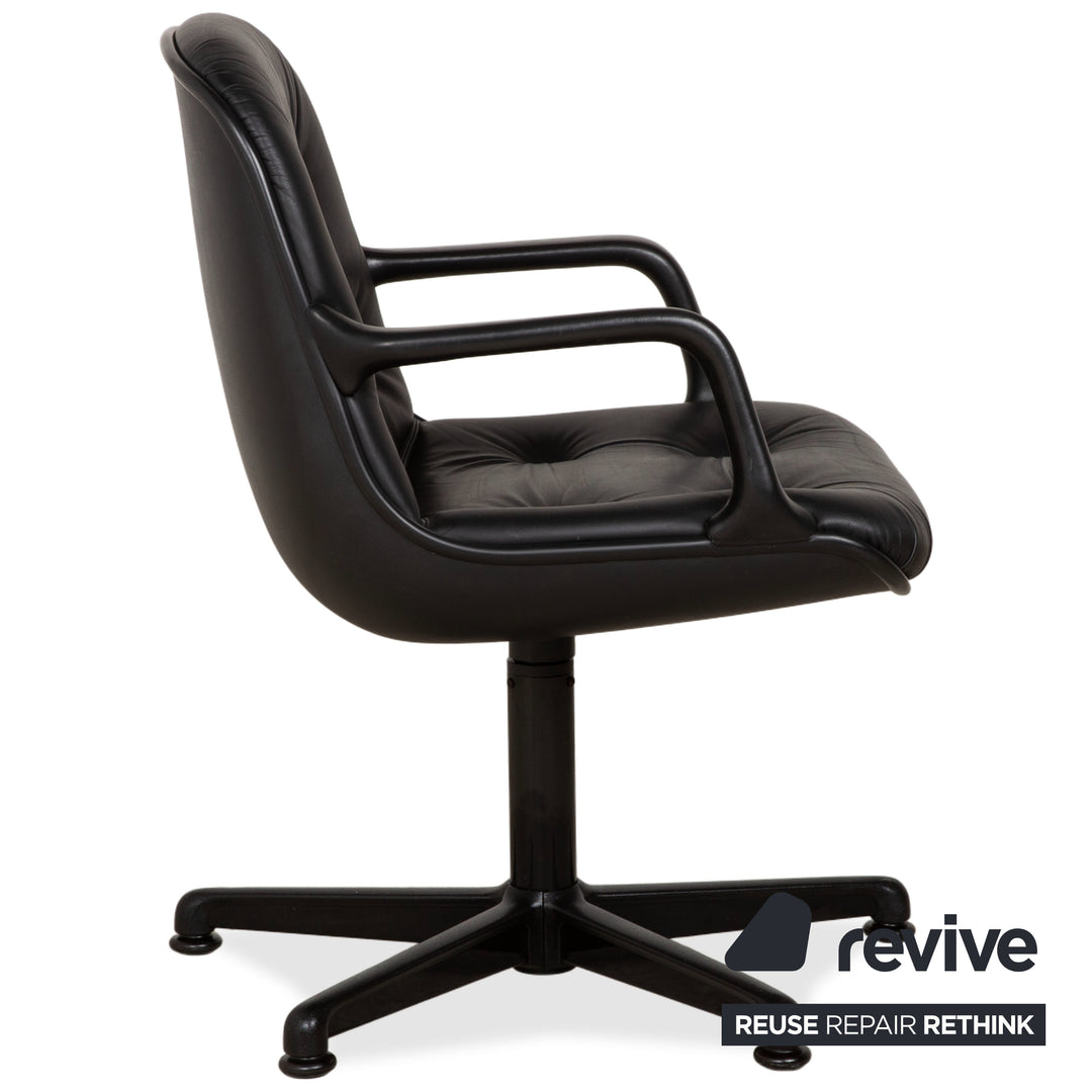 Charles Pollock Comforto Executive Chair Knoll 1960s Leder Chefsessel Sessel Schwarz Echtleder Stuhl Bürostuhl