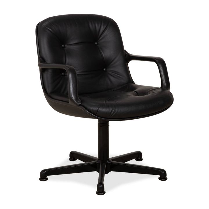 Charles Pollock Comforto Executive Chair Knoll 1960s Leder Chefsessel Sessel Schwarz Echtleder Stuhl Bürostuhl