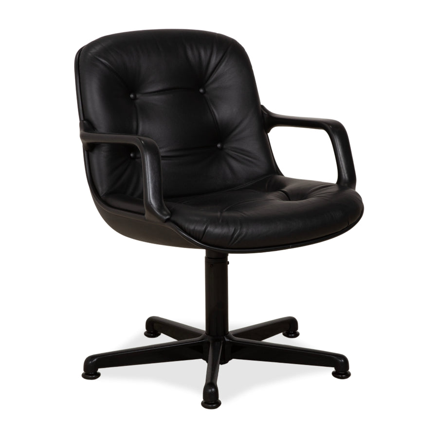 Charles Pollock Comforto Executive Chair Knoll 1960s Leder Chefsessel Sessel Schwarz Echtleder Stuhl Bürostuhl