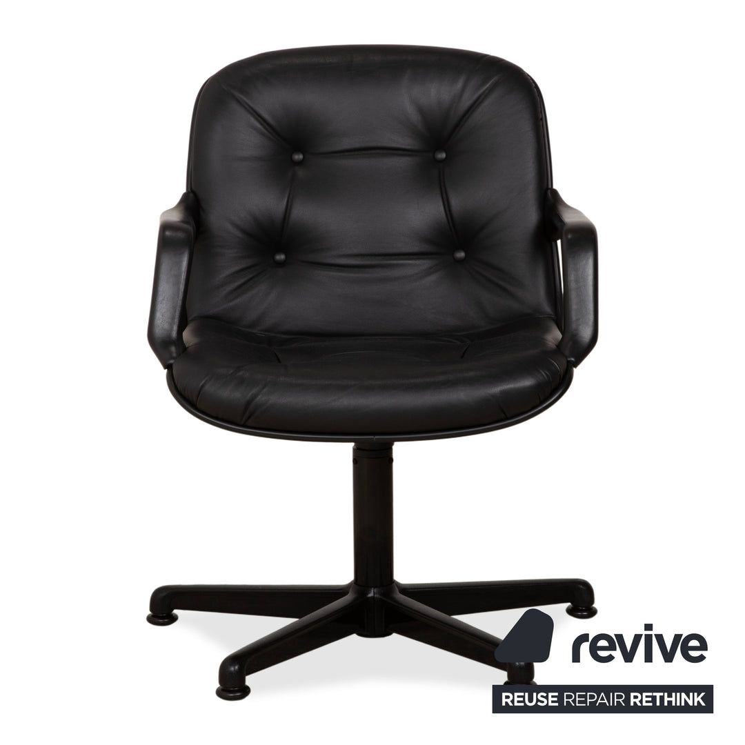 Charles Pollock Comforto Executive Chair Knoll 1960s Leder Chefsessel Sessel Schwarz Echtleder Stuhl Bürostuhl