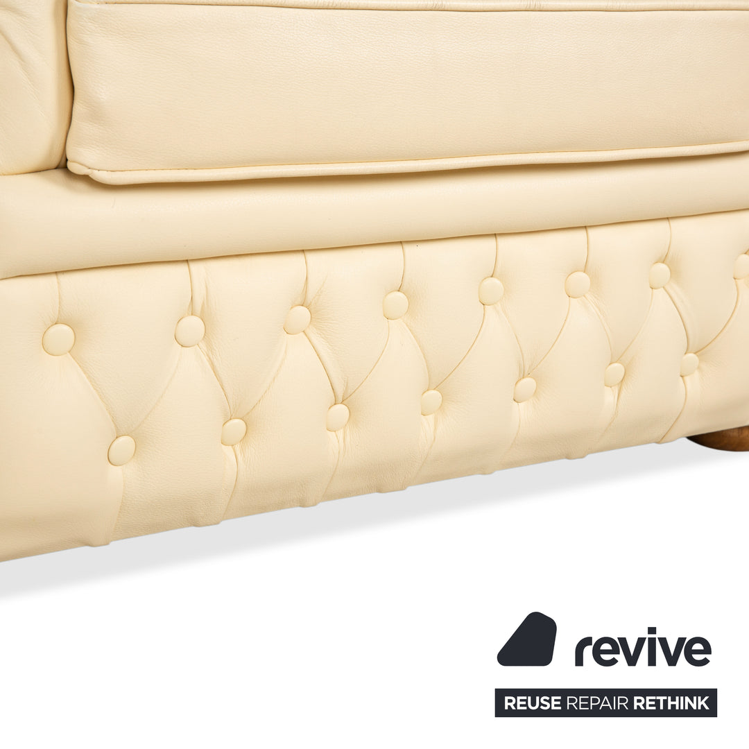 Chesterfield Centurion Leder Sessel Creme Vintage
