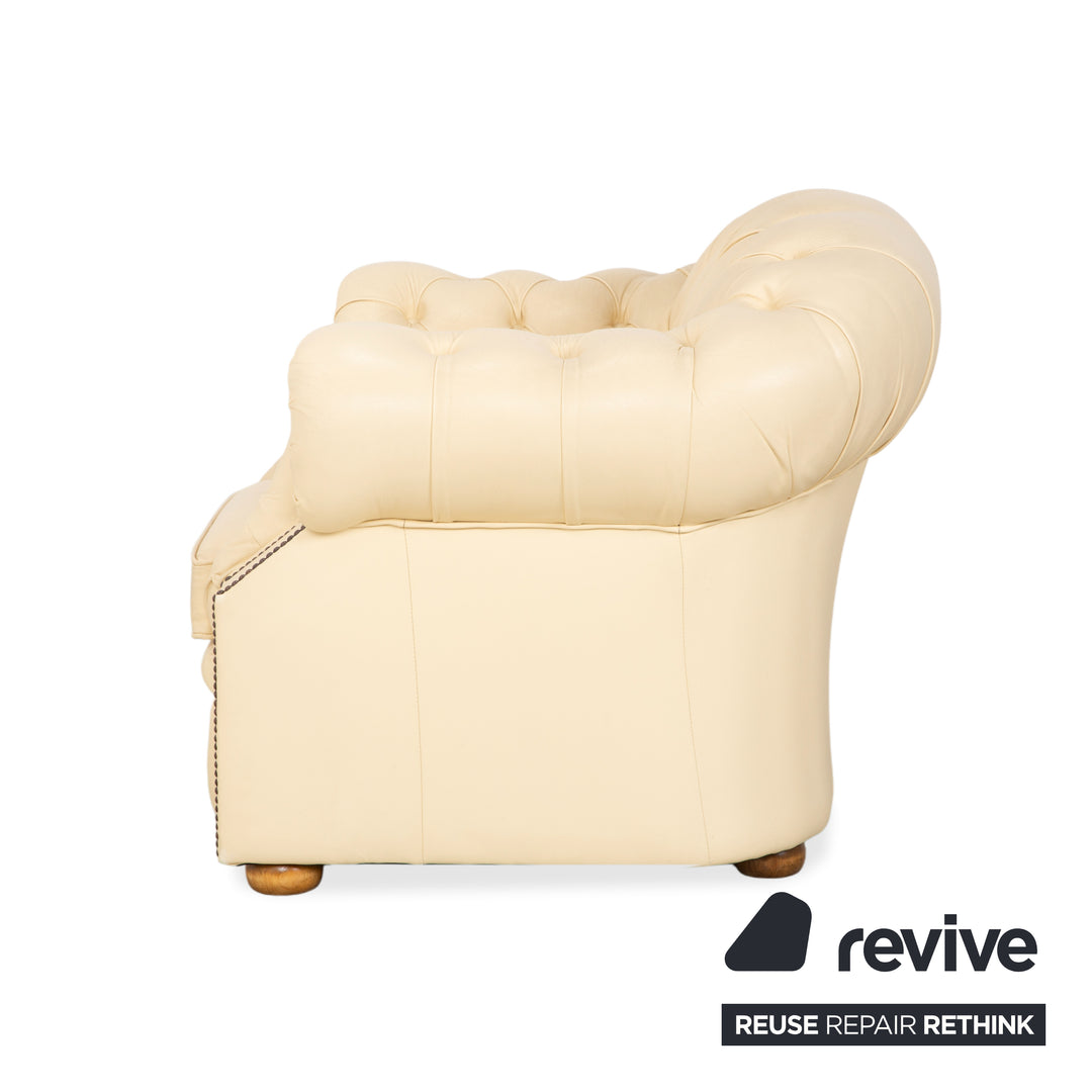 Chesterfield Centurion Leder Sessel Creme Vintage