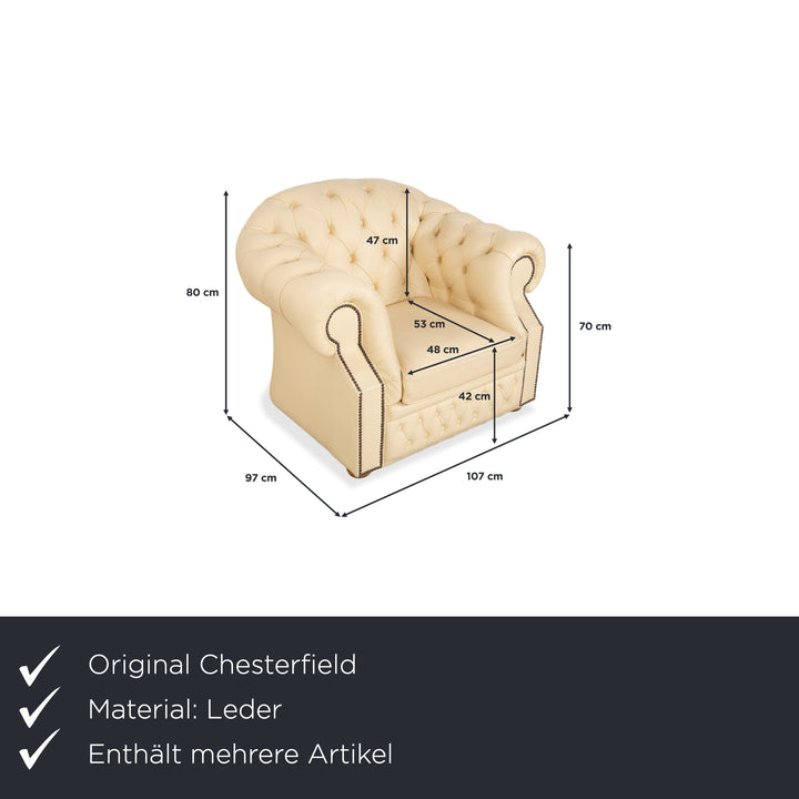Chesterfield Centurion Leder Sessel Creme Vintage