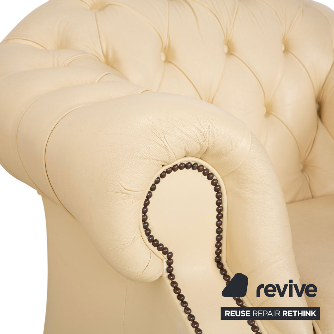 Chesterfield Centurion Leder Sessel Creme Vintage