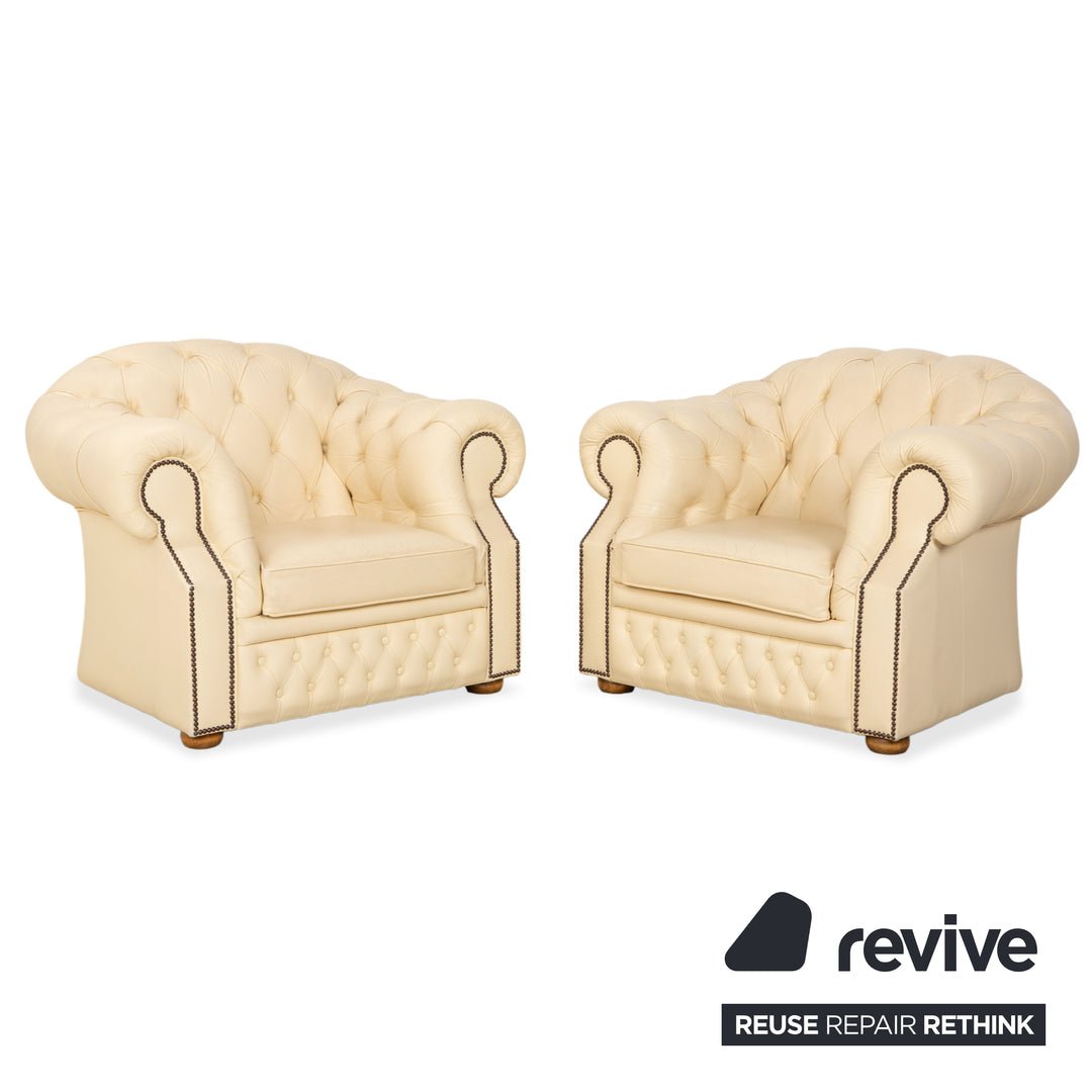 Chesterfield Centurion Leder Sessel Creme Vintage