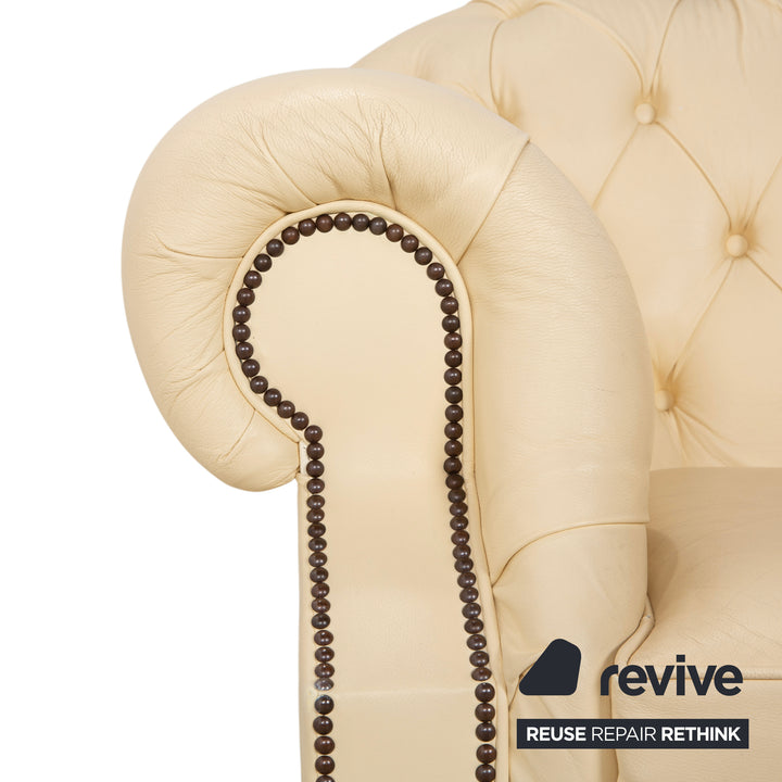 Chesterfield Centurion Leder Sessel Creme Vintage