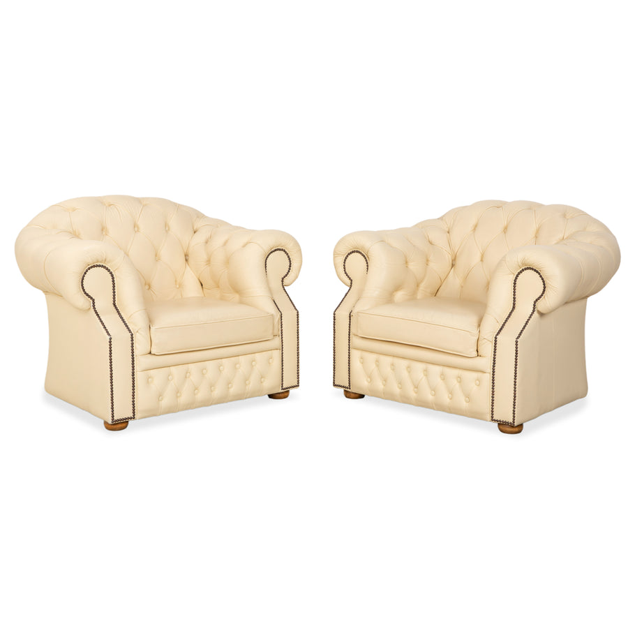 Chesterfield Centurion Leder Sessel Creme Vintage