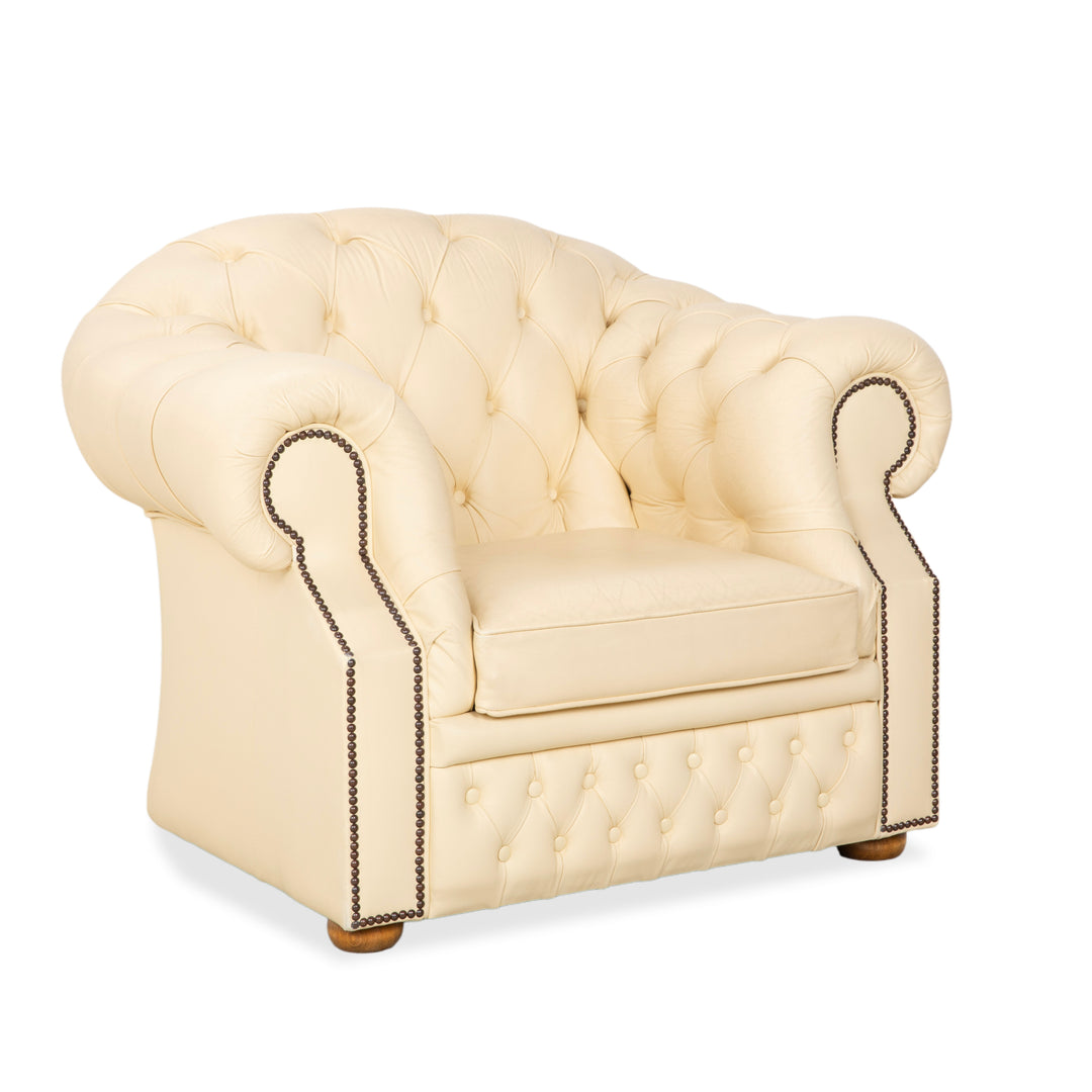 Chesterfield Centurion Leder Sessel Creme Vintage