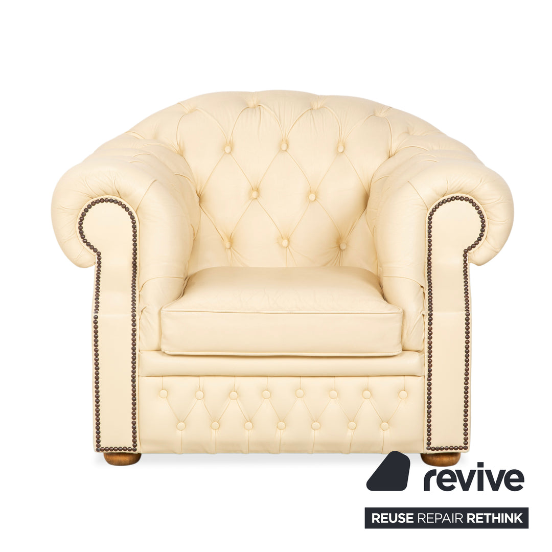 Chesterfield Centurion Leder Sessel Creme Vintage