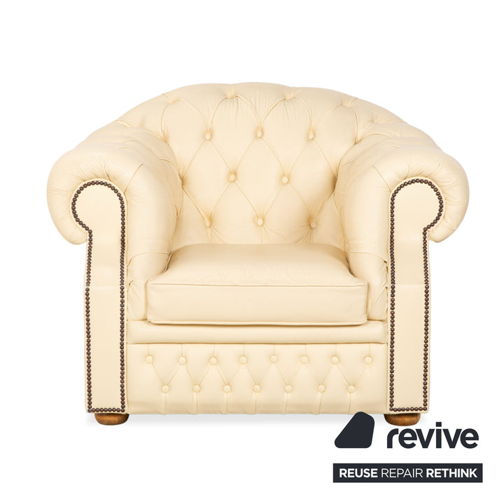 Chesterfield Centurion Leder Sessel Creme Vintage