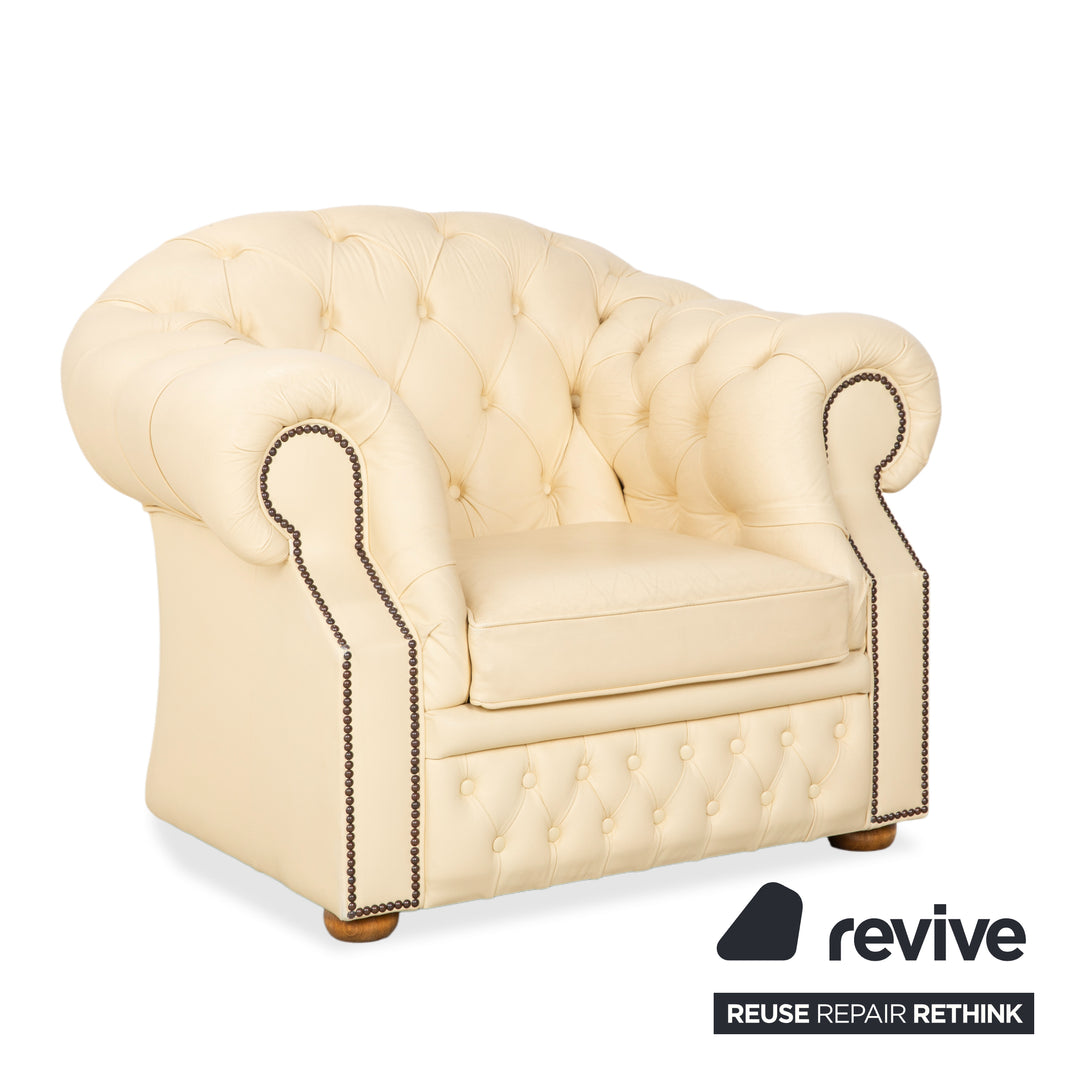 Chesterfield Centurion Leder Sessel Creme Vintage