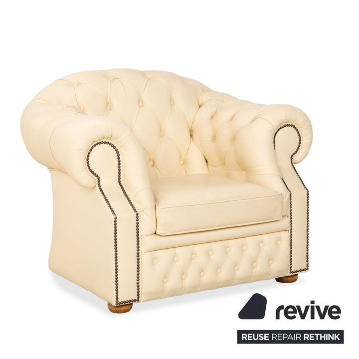 Chesterfield Centurion Leder Sessel Creme Vintage