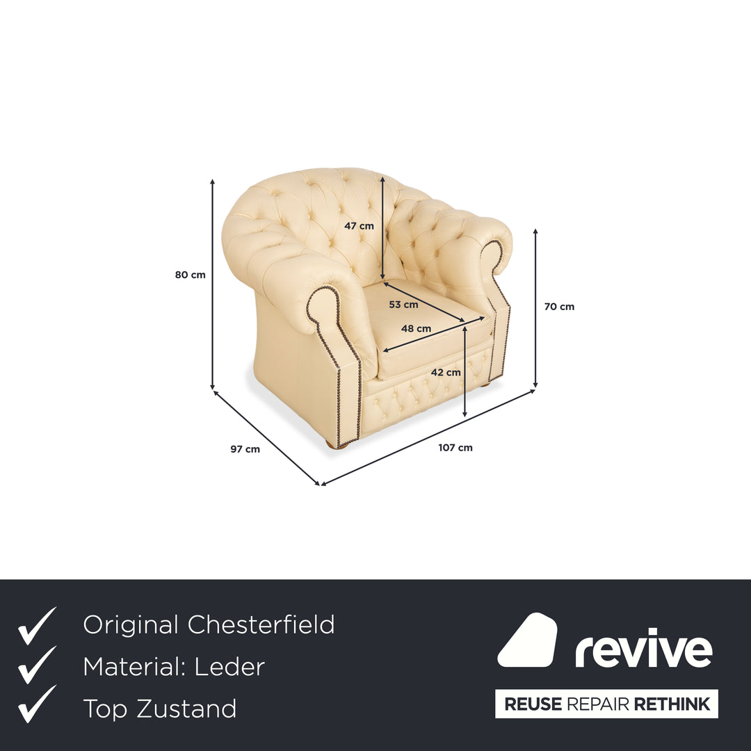 Chesterfield Centurion Leder Sessel Creme Vintage