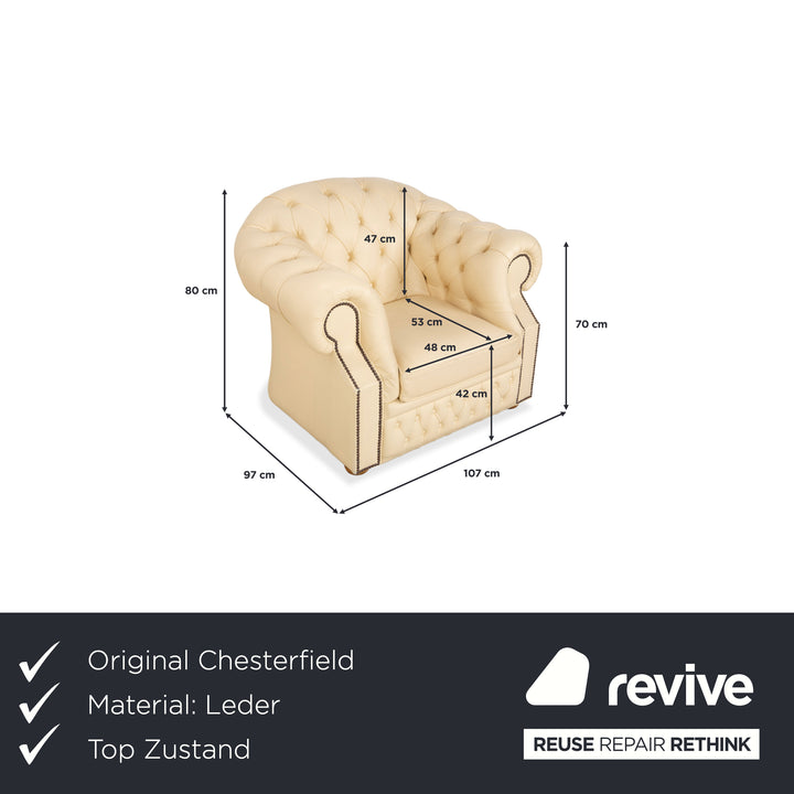 Chesterfield Centurion Leder Sessel Creme Vintage