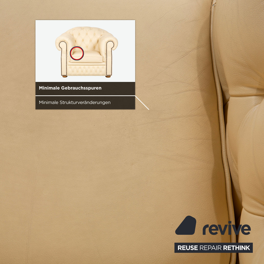 Chesterfield Centurion Leder Sessel Creme Vintage