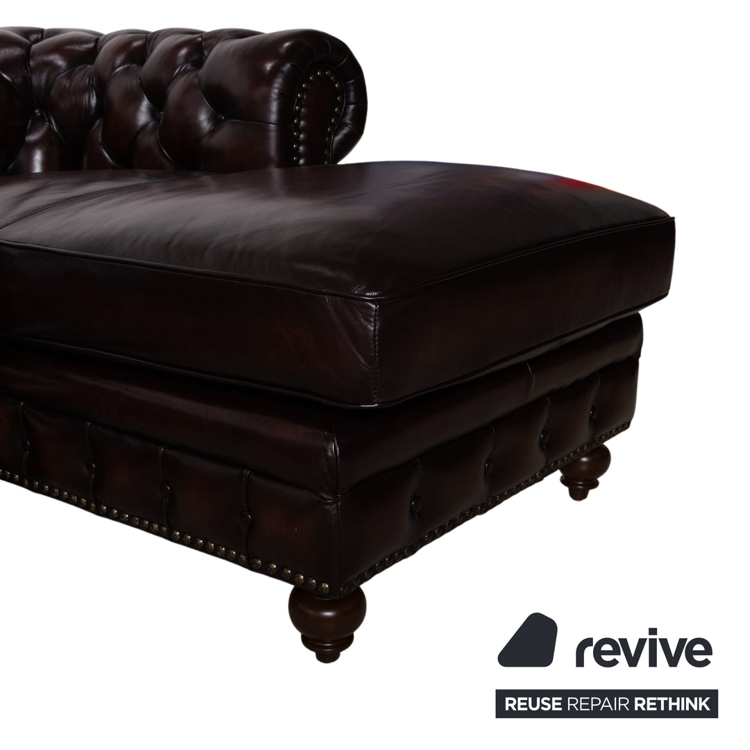 Chesterfield Leder Braun Rotbraun Kastanie Ecksofa Vintage
