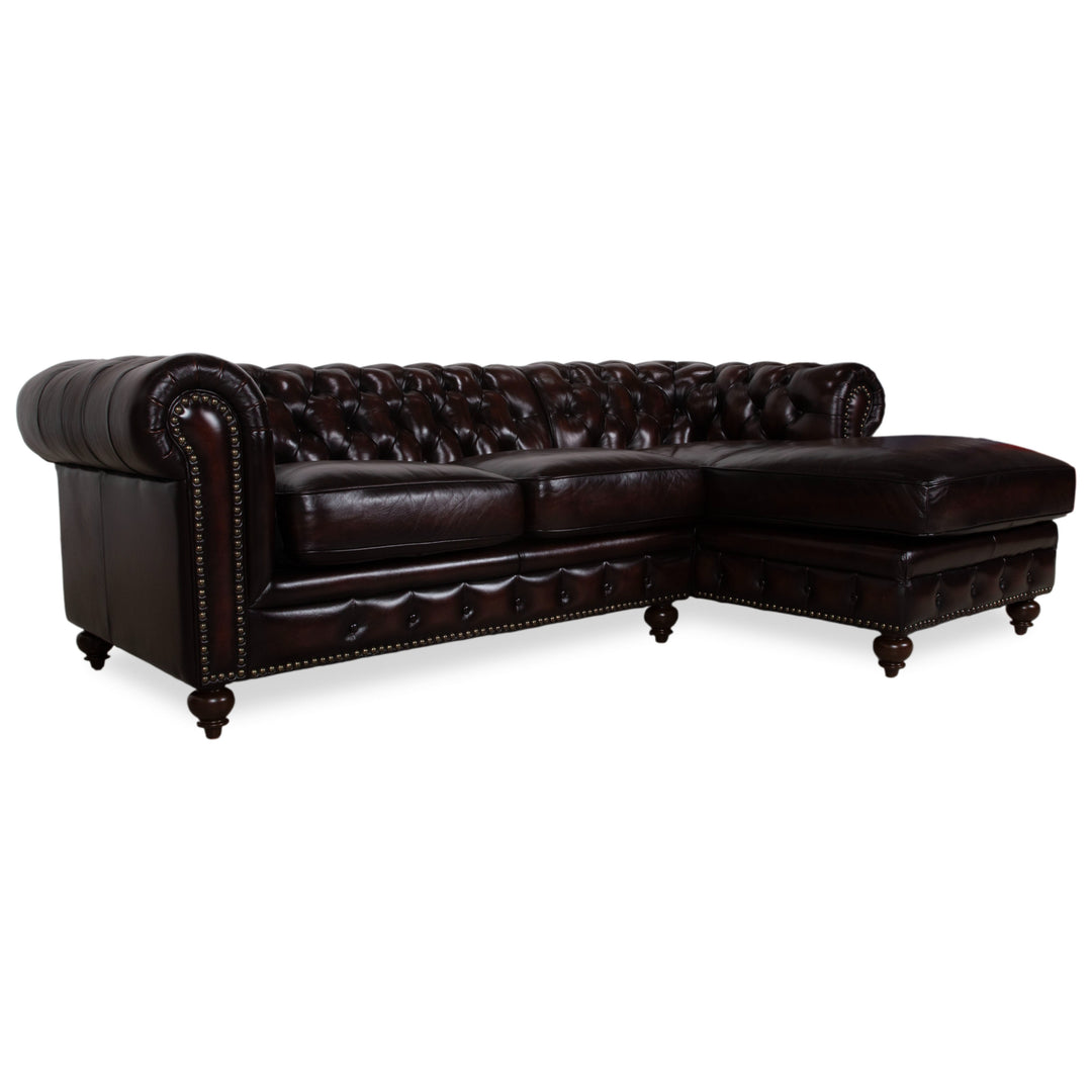 Chesterfield Leder Braun Rotbraun Kastanie Ecksofa Vintage
