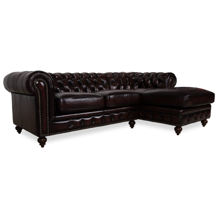 Chesterfield Leder Braun Rotbraun Kastanie Ecksofa Vintage