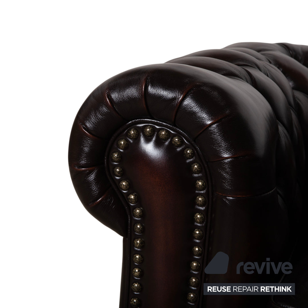 Chesterfield Leder Braun Rotbraun Kastanie Ecksofa Vintage