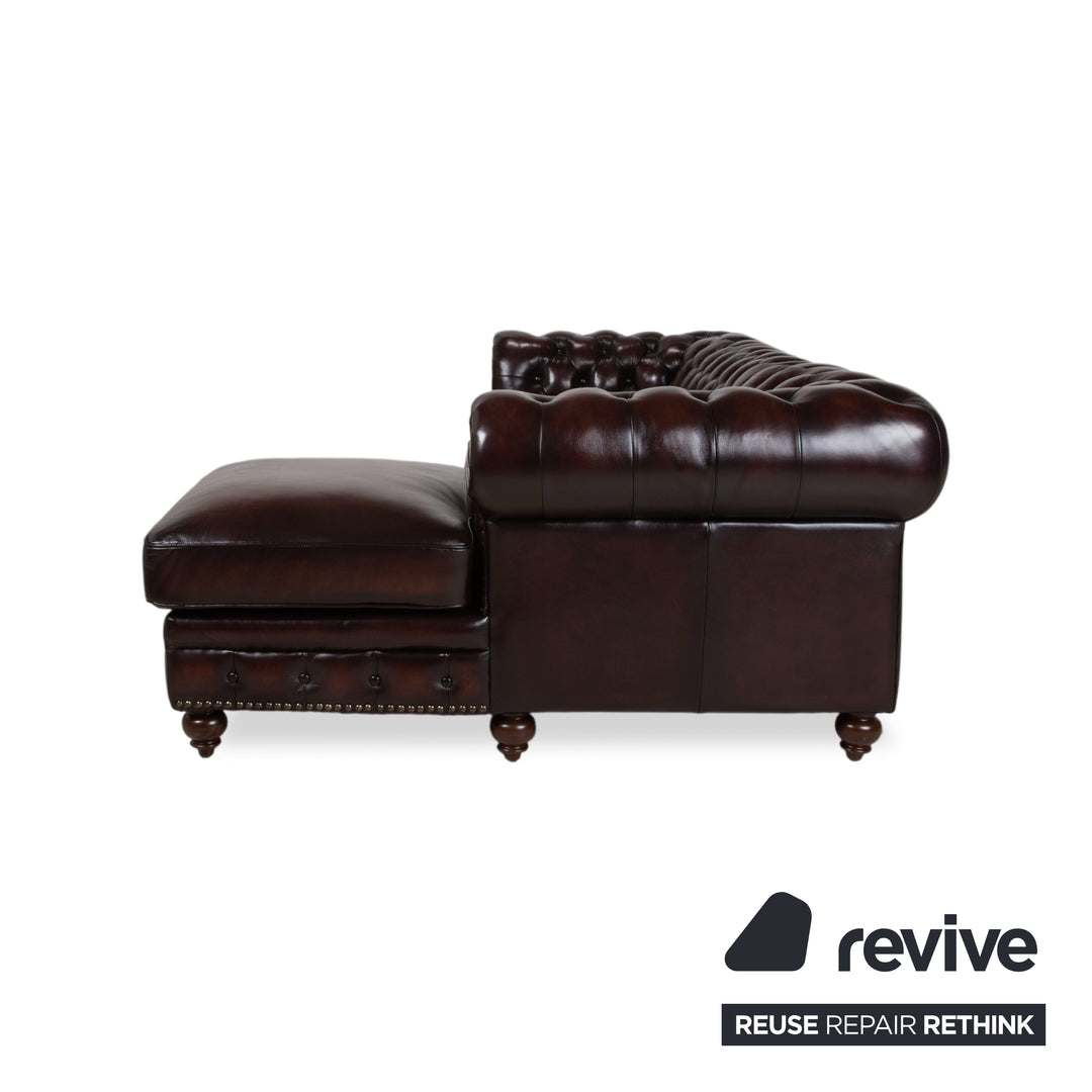Chesterfield Leder Braun Rotbraun Kastanie Ecksofa Vintage